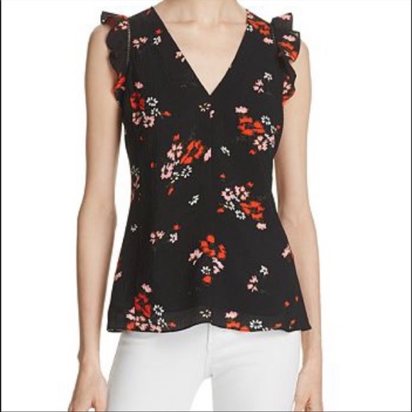 Rebecca Taylor Tops - REBECCA TAYLOR MARGUERITE SILK RUFFLED CAP SLEEVE